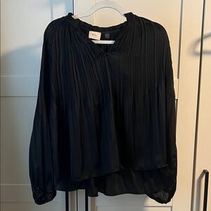 Elie Tahari Black Pleated Blouse